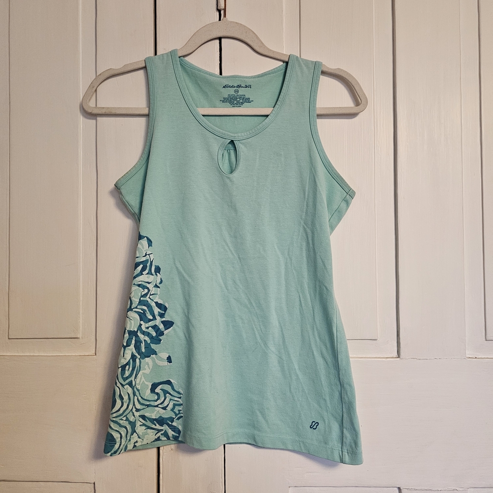 Eddie Bauer Aqua Tank with Floral Side Print